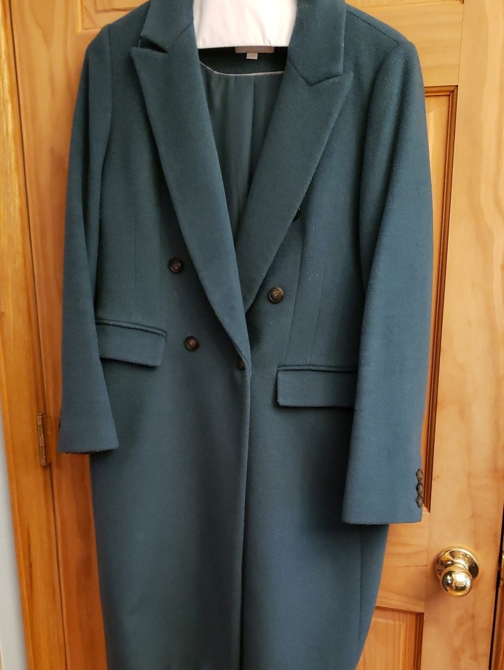 Loft Teal Double-Breasted Long Coat